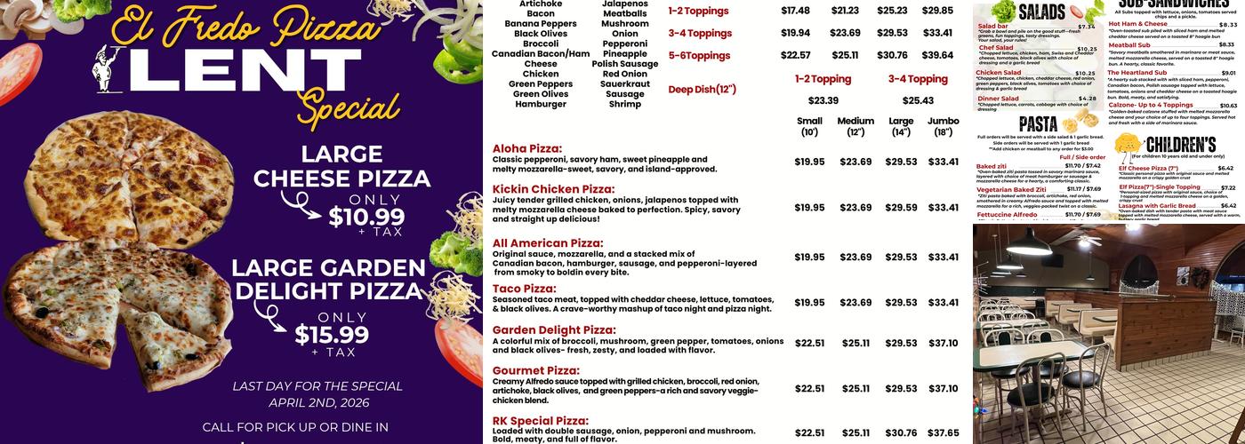 El Fredo Pizza Menu