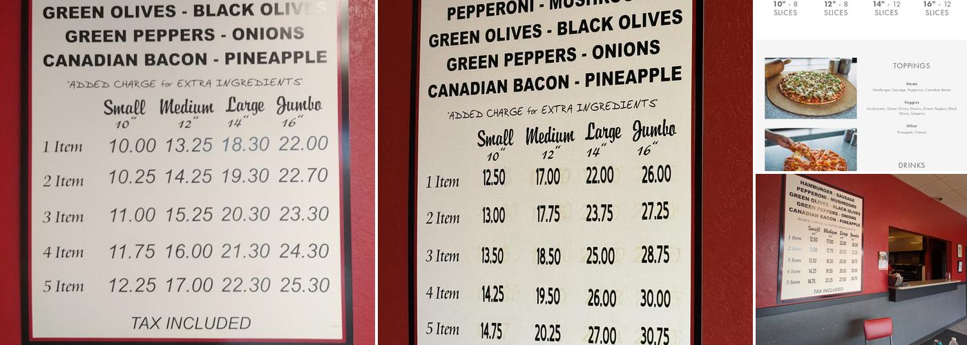 Jerry's Pizza Menu