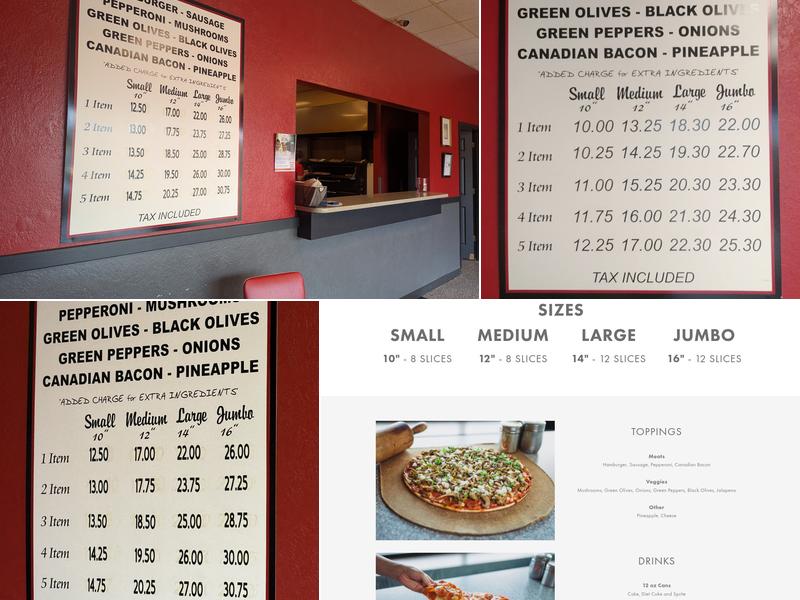 Jerry's Pizza Menu