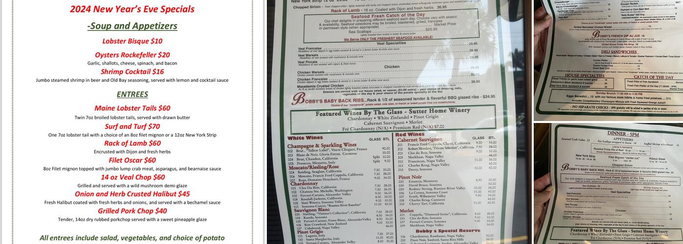Bobby's Restaurant & Lounge Menu