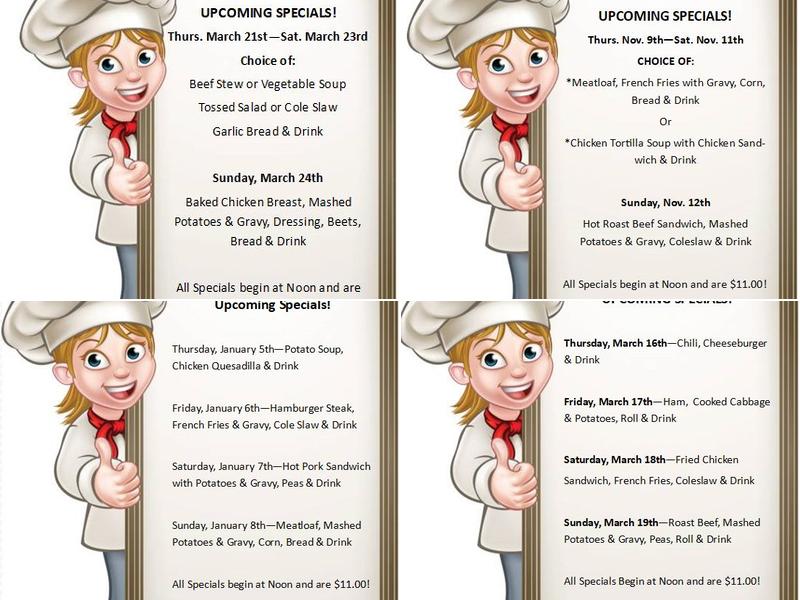 Coal Bucket Restaurant Menu