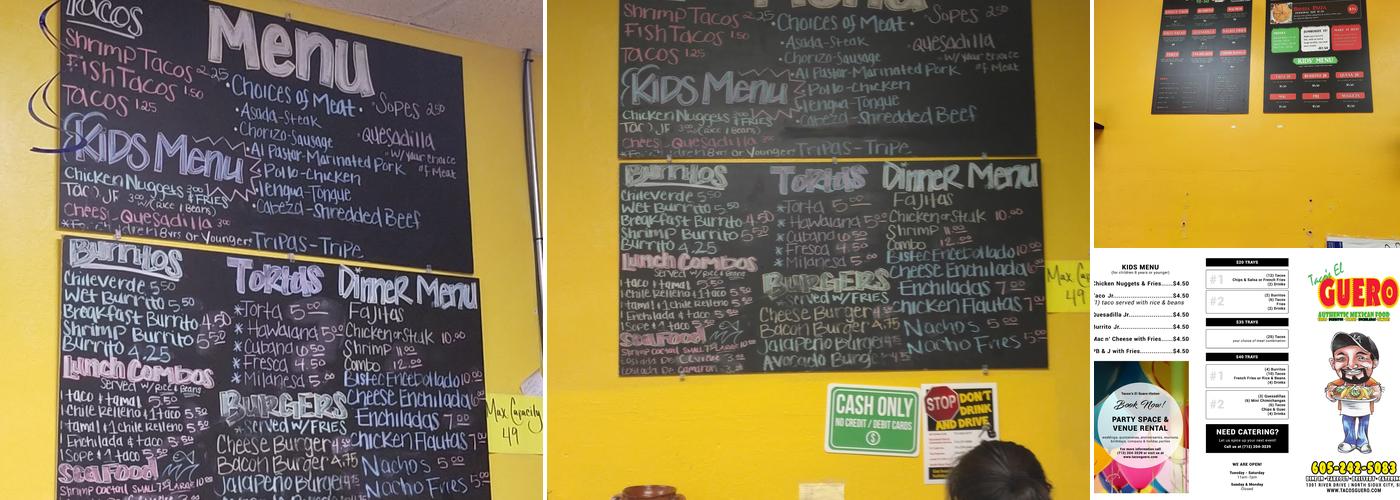 Tacos El Guero Menu