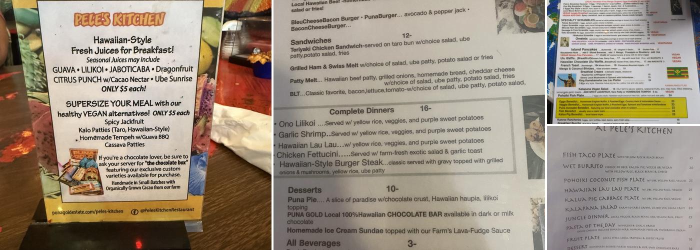 Pele's Kitchen Menu