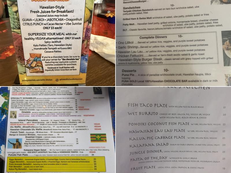 Pele's Kitchen Menu