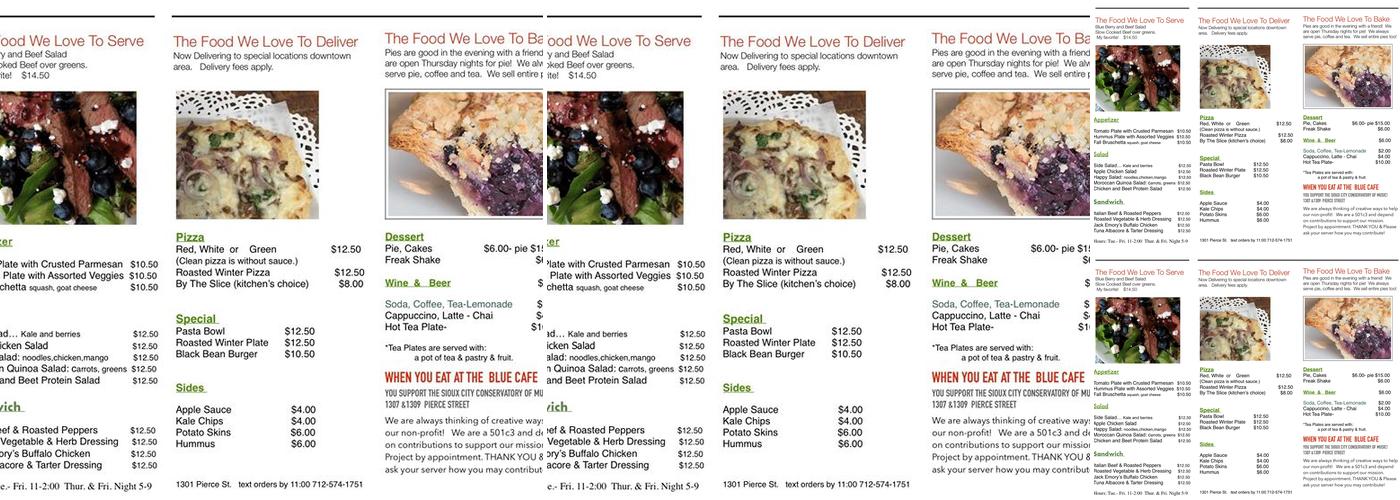Blue Cafe Menu