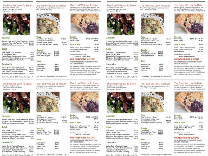 Blue Cafe Menu