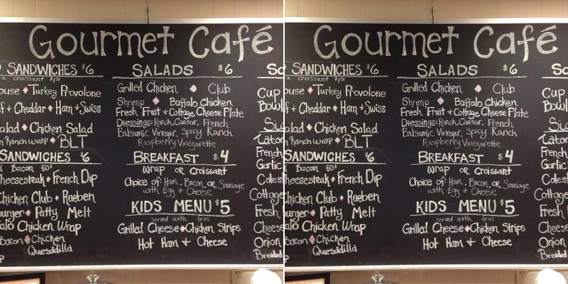 Gourmet Cafe Menu