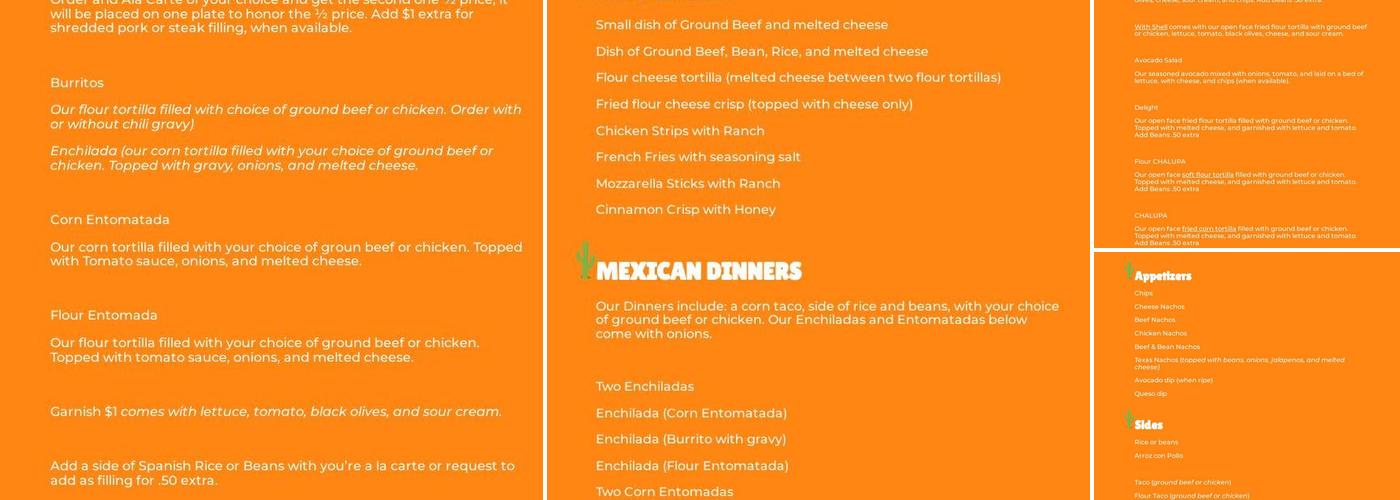 Alicia's Taco Dome Menu