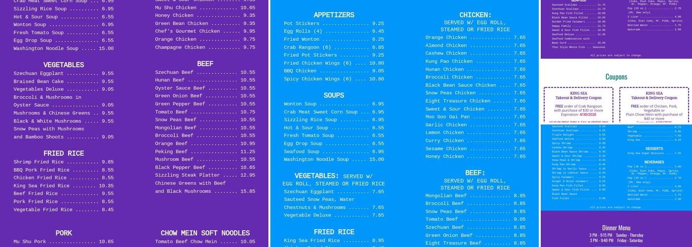 King Sea Menu