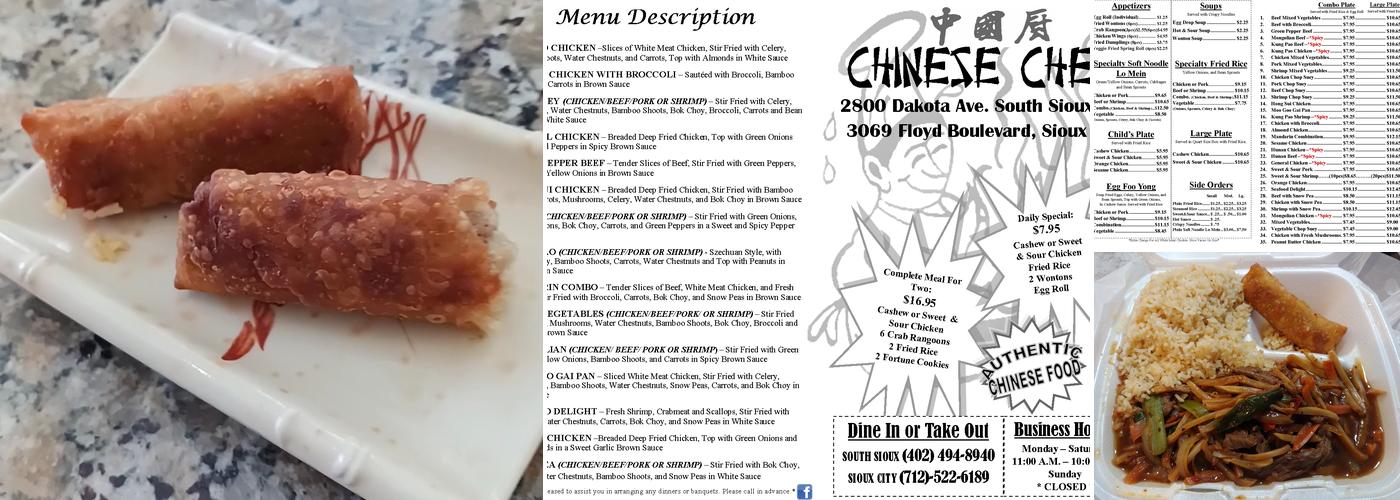 Chinese Chef Menu