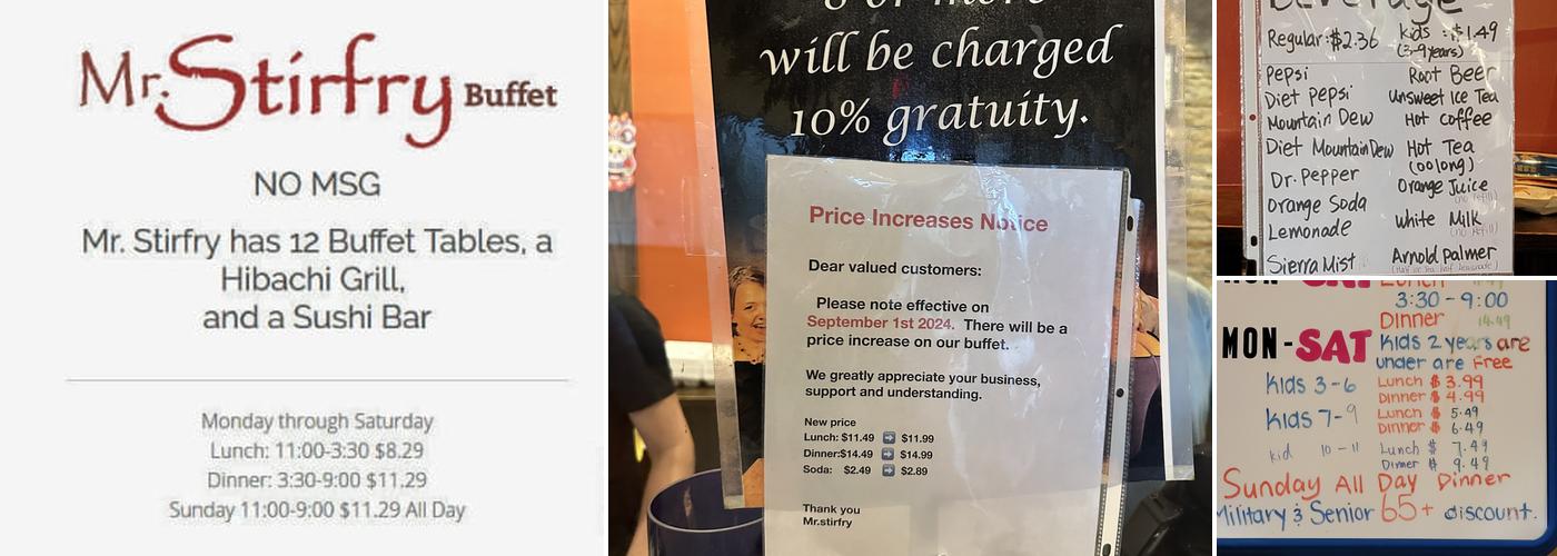 Mr. Stirfry Menu