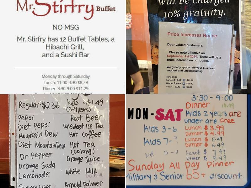 Mr. Stirfry Menu