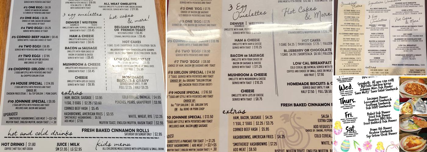 Johnnie Mars Family Restaurant Menu