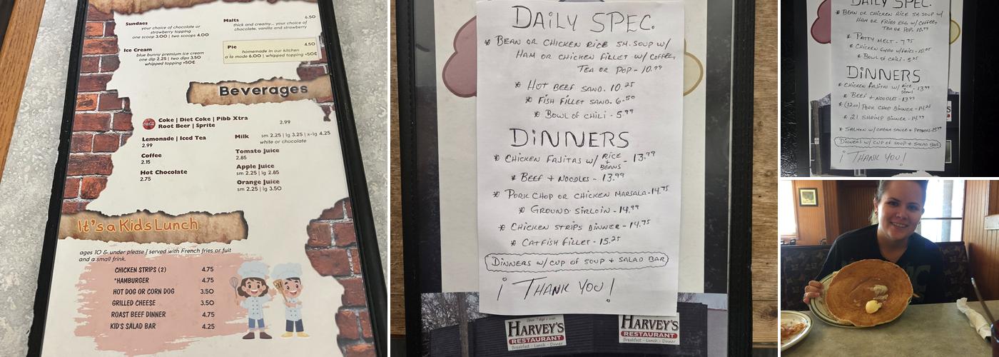 Harvey's Menu