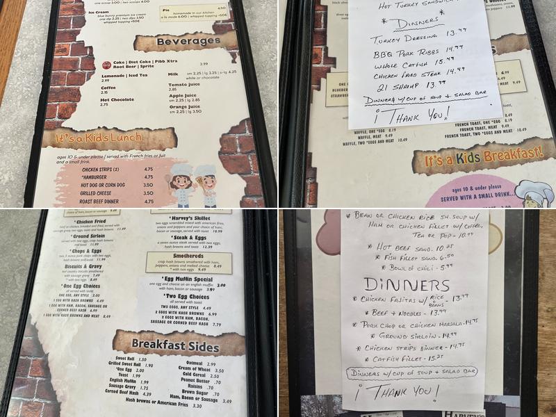 Harvey's Menu