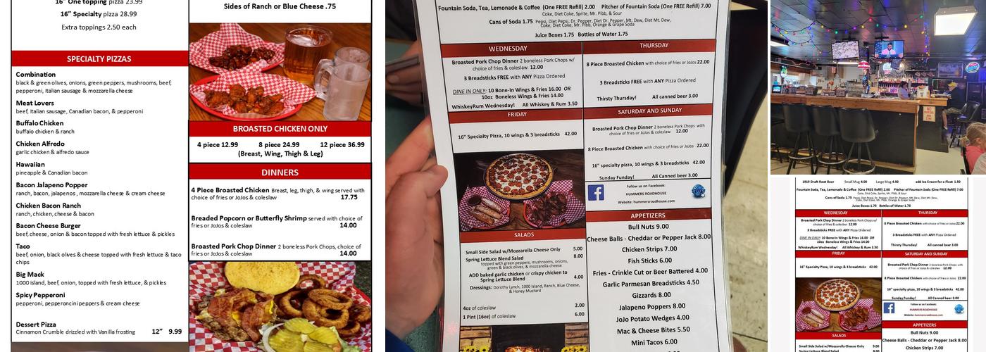 Hummers Roadhouse Bar & Grill Menu