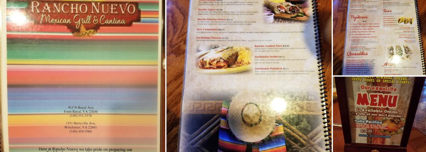 Rancho Nuevo Menu