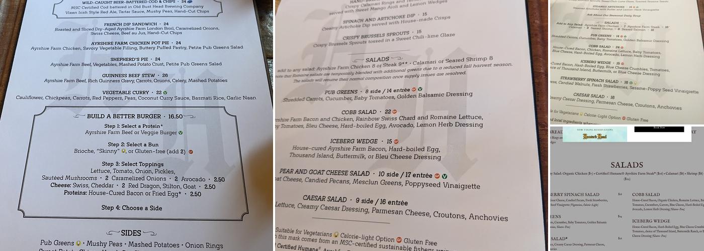 Hunter's Head Tavern Menu