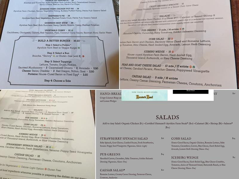 Hunter's Head Tavern Menu