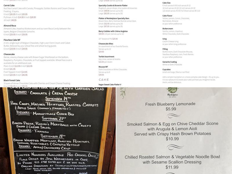The Marketplace Kitchen and Cafe Menu