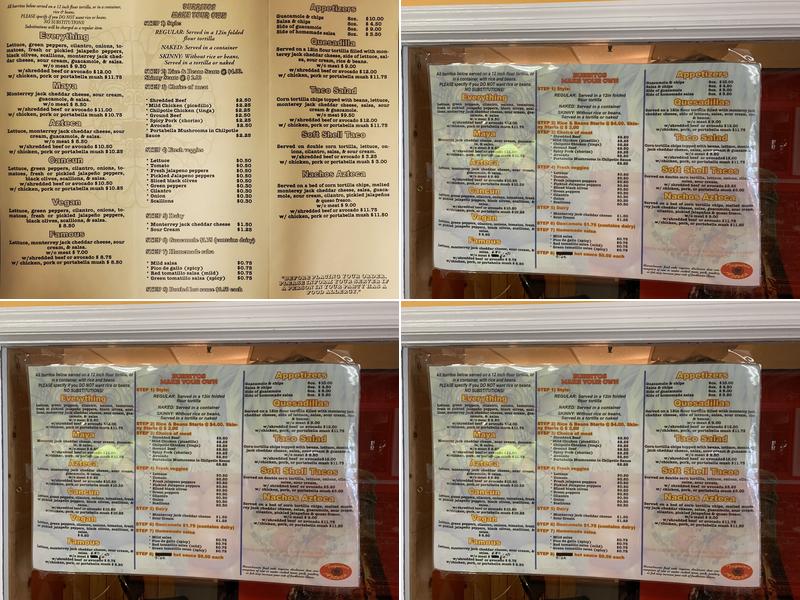 Taqueria Azteca Menu