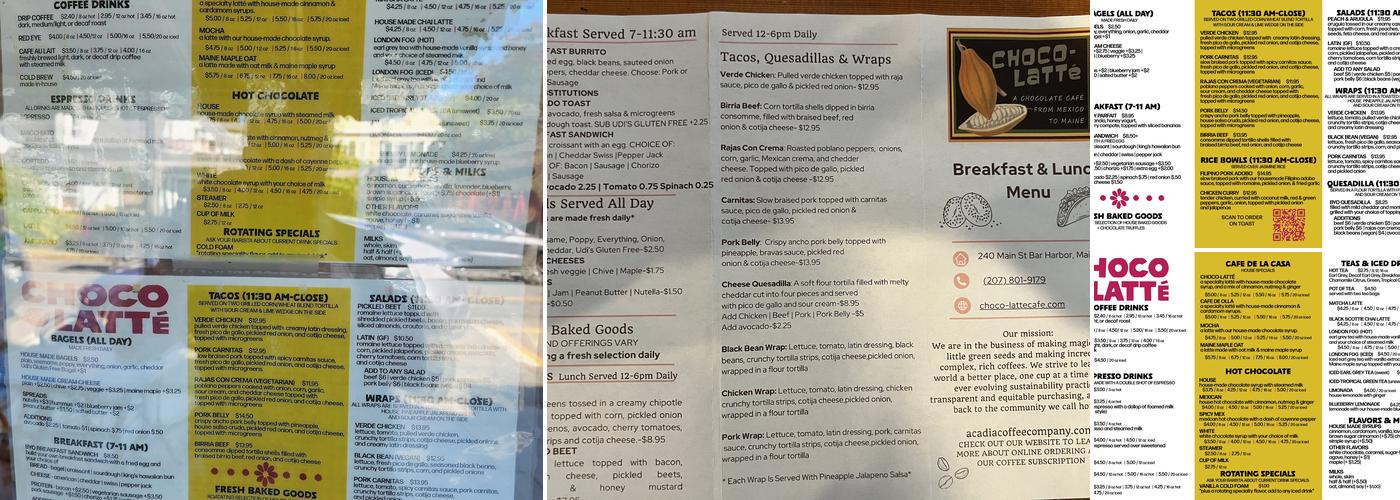 Choco-Latte Cafe Menu