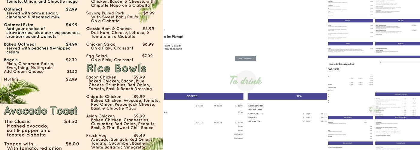 Oasis Coffee Spot Menu