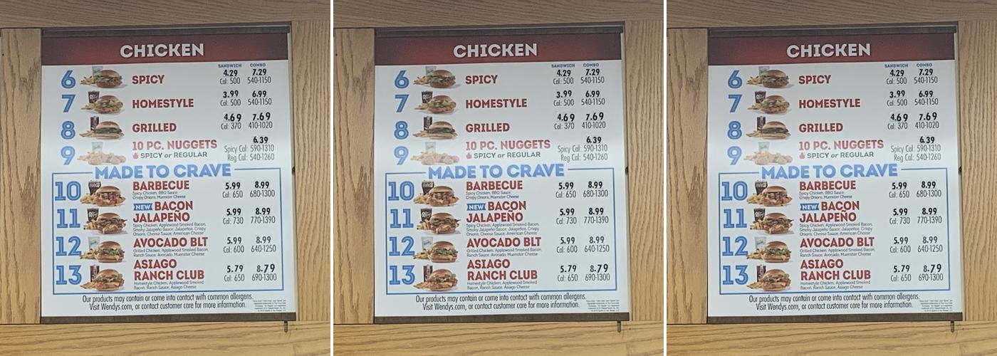 Wendy's Menu