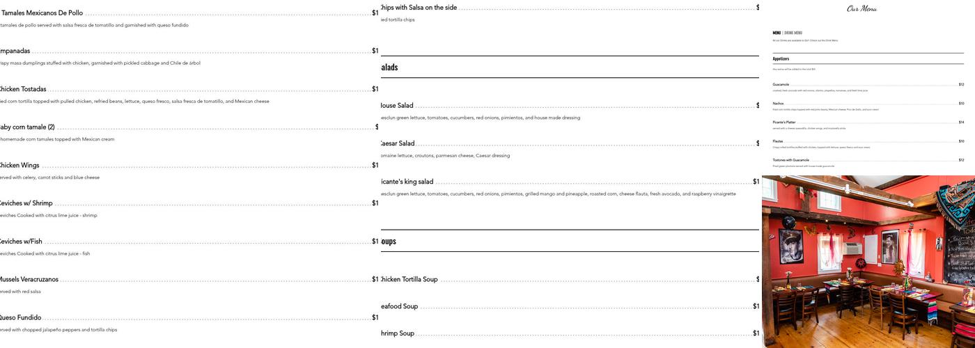 Picante's South West Mexican Grill Menu