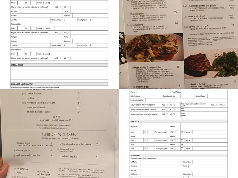 Montage Menu