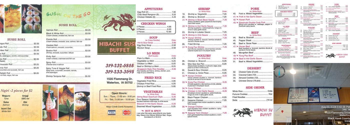 Hibachi Sushi Buffet Menu