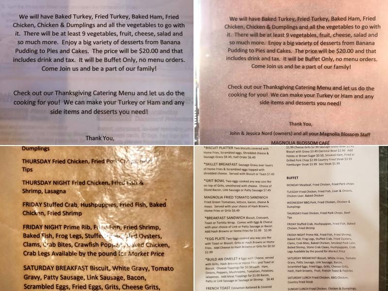 Magnolia Blossom Cafe Menu