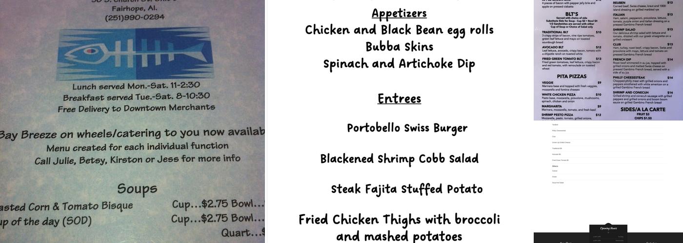 Bay Breeze Cafe Menu