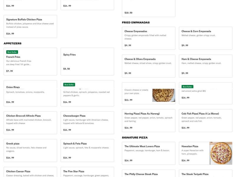 Five star pizza & more Menu