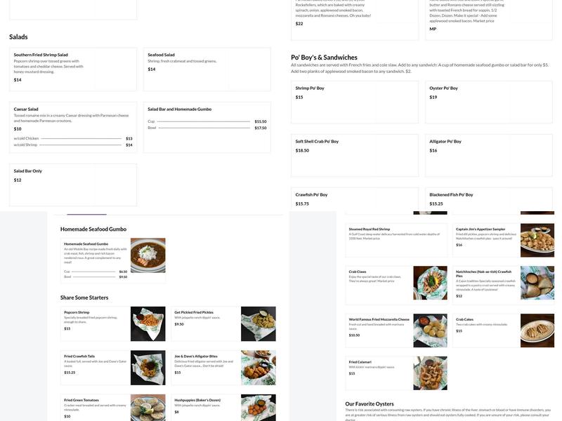 Original Oyster House Menu