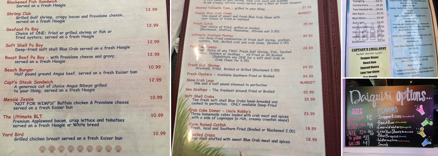 Capt'n Snapper's Menu