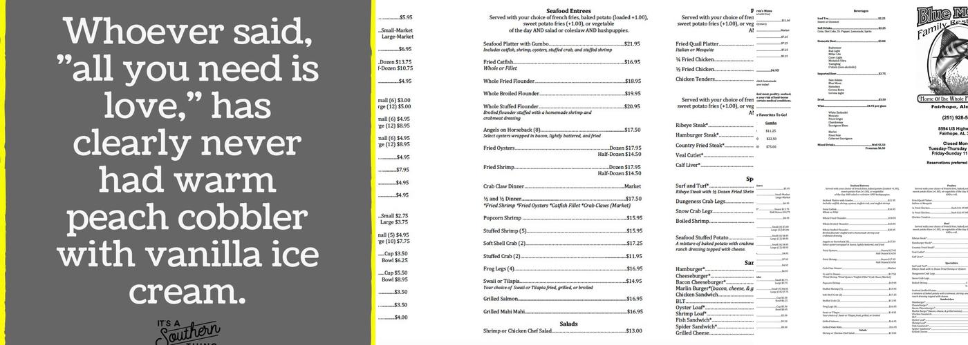 Blue Marlin Restaurant Menu