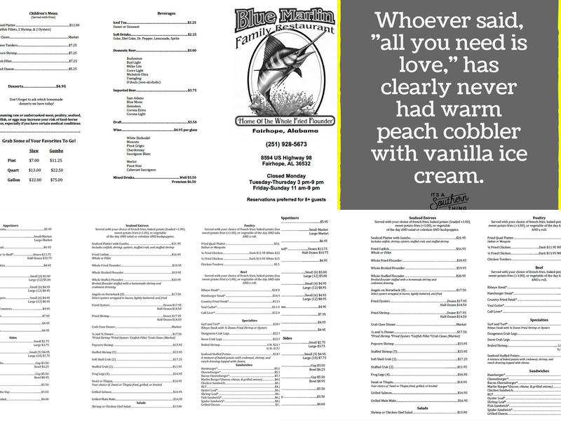 Blue Marlin Restaurant Menu