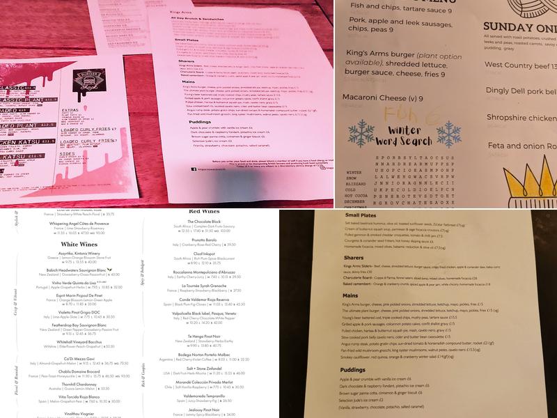 The King's Arms Wandsworth Menu