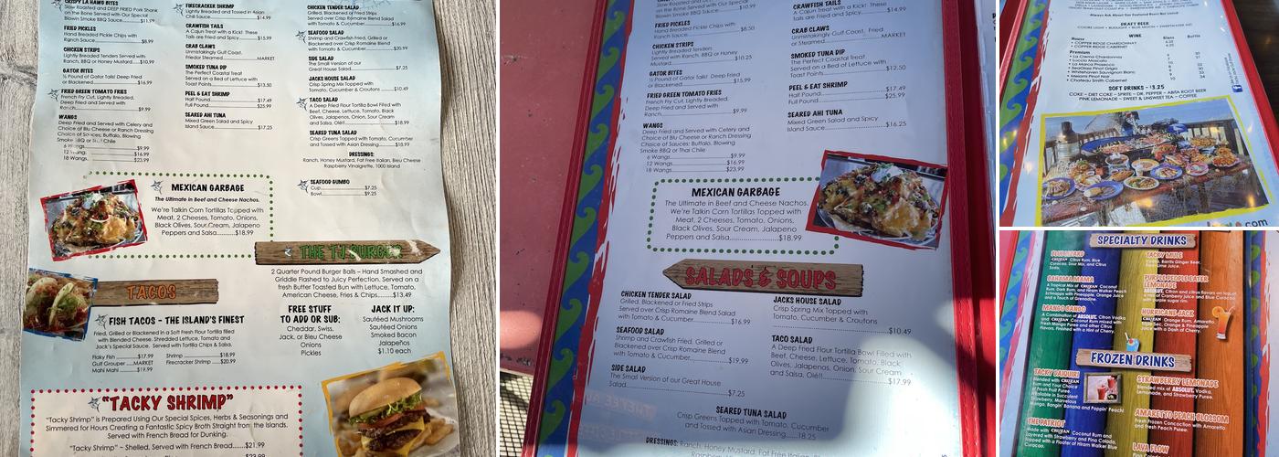Tacky Jacks Gulf Shores Menu