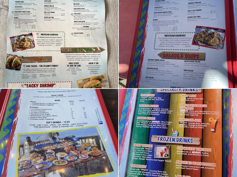 Tacky Jacks Gulf Shores Menu