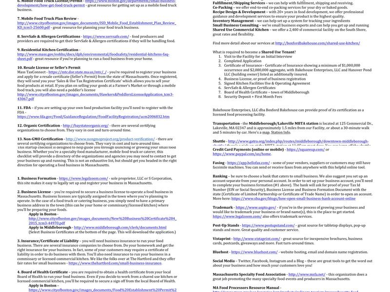 Boxford Bakehouse Menu