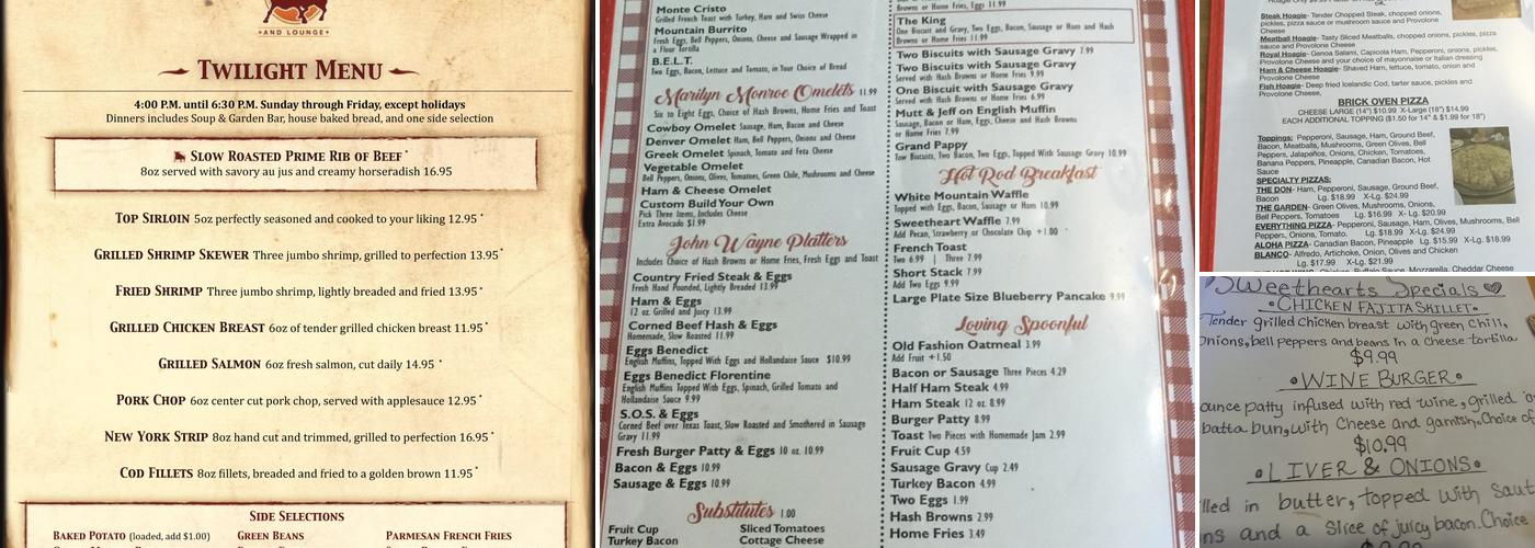 Sweethearts Cafe & Pizzeria Menu