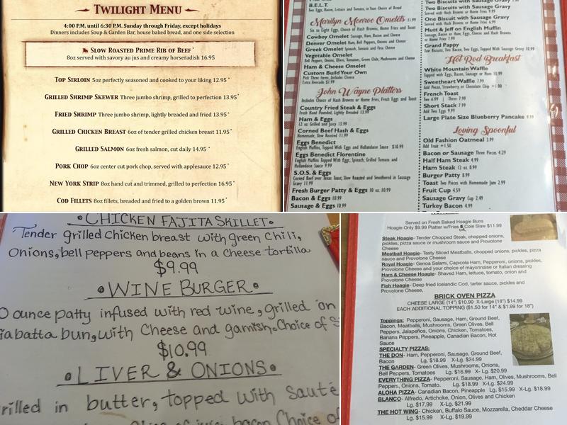 Sweethearts Cafe & Pizzeria Menu