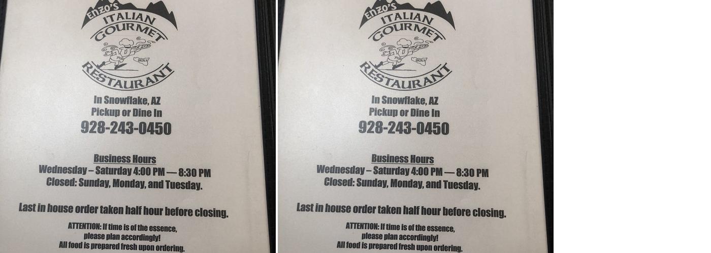 Enzo's Ristorante Italiano Menu