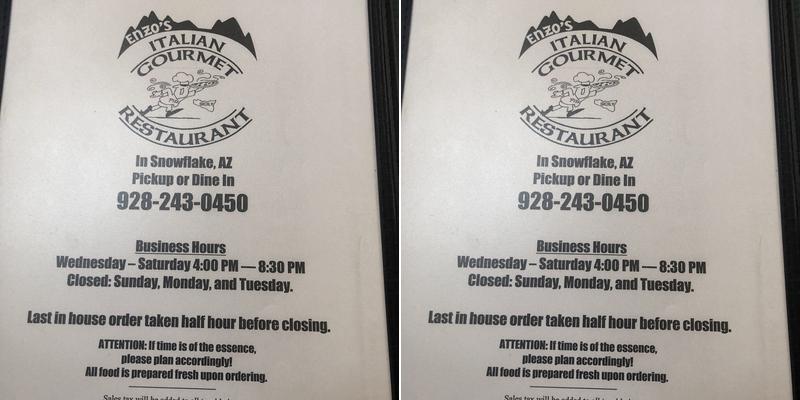 Enzo's Ristorante Italiano Menu