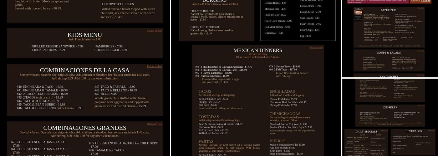 Licano's Menu