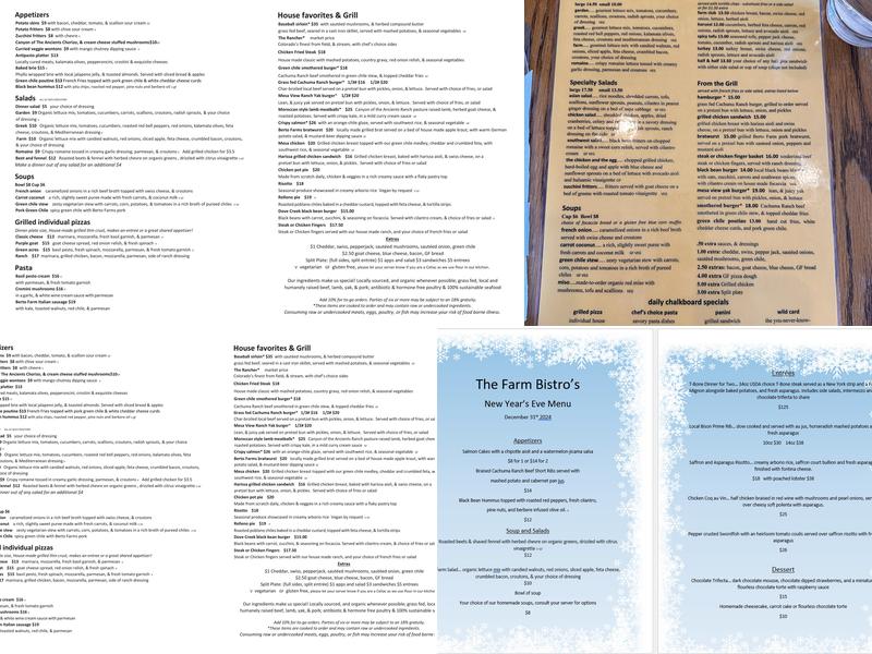The Farm Bistro Menu