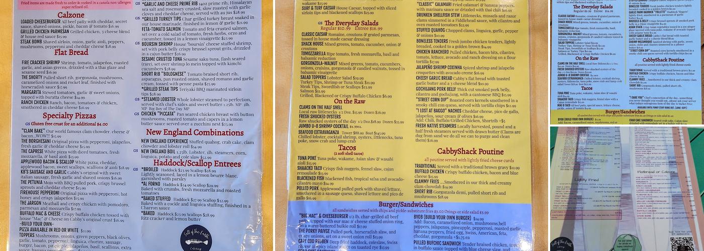 The CabbyShack Menu