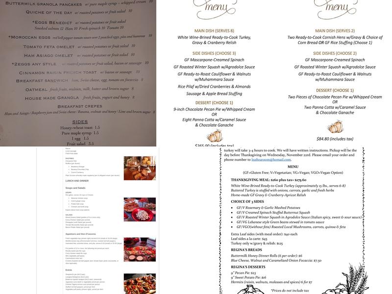 Leaf Kitchen Menu